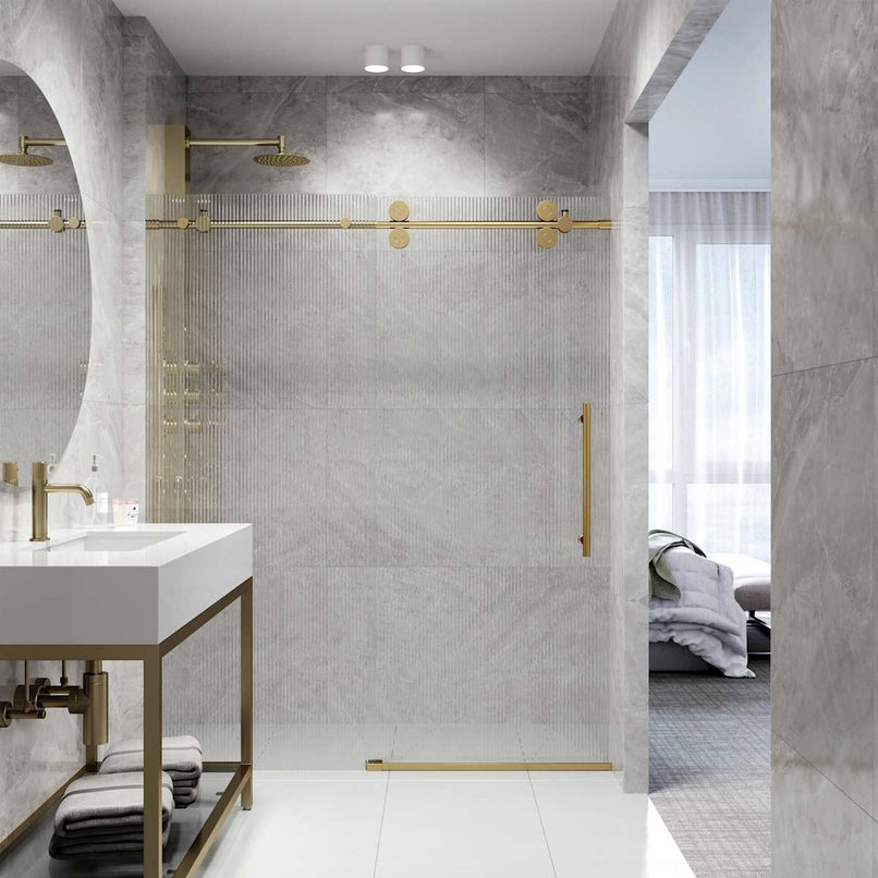 Elan 74" High x 60" Wide Sliding Frameless Shower Door with Patterned Glass - image 7