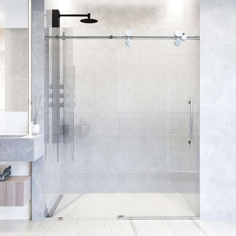 Elan 74" High x 60" Wide Sliding Frameless Shower Door with Patterned Glass - image 15