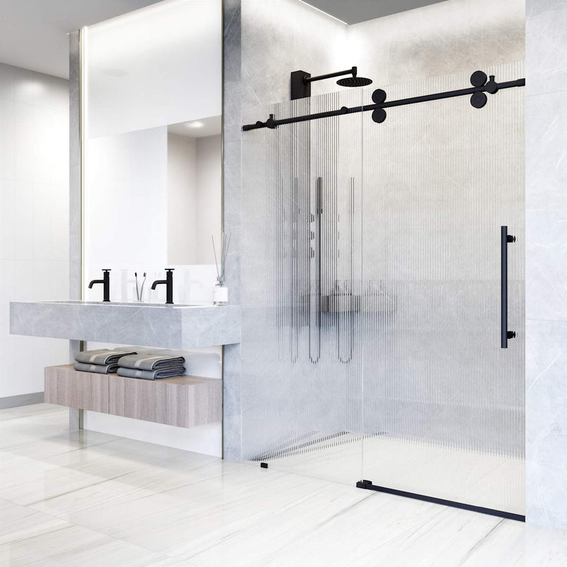 Elan 74" High x 60" Wide Sliding Frameless Shower Door with Patterned Glass - image 20