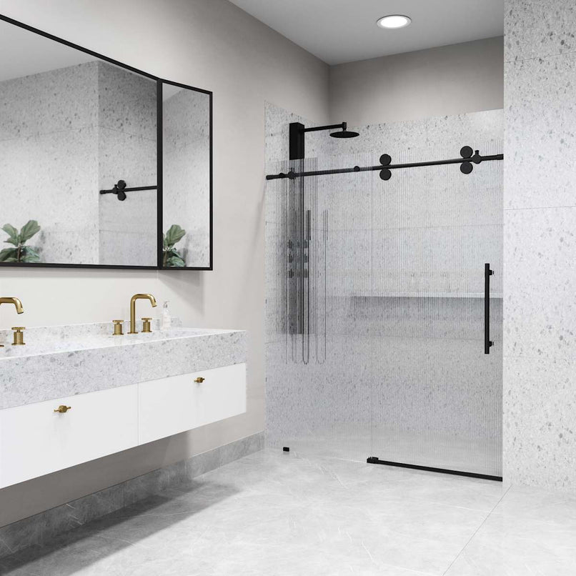 Elan 74" High x 60" Wide Sliding Frameless Shower Door with Patterned Glass - image 21