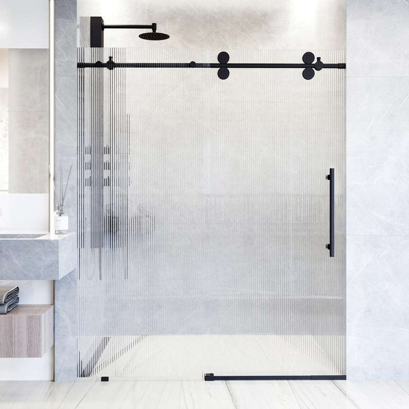 Elan 74" High x 72" Wide Sliding Frameless Shower Door with Patterned Glass - image 2