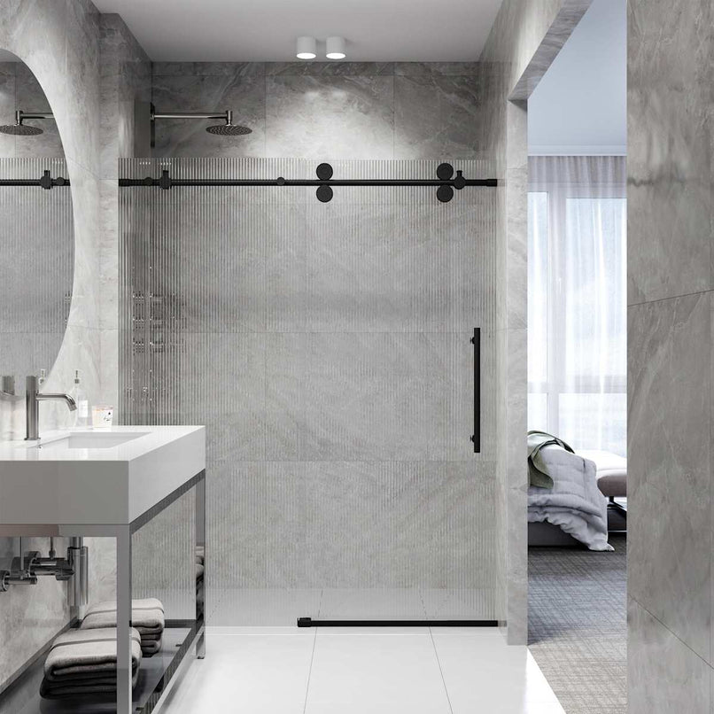 Elan 74" High x 72" Wide Sliding Frameless Shower Door with Patterned Glass - image 7