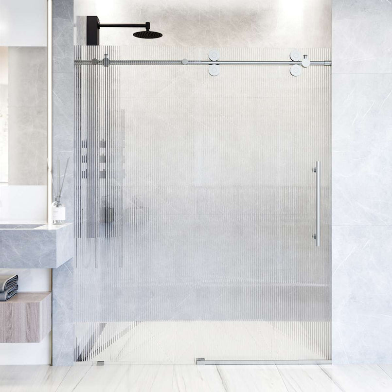 Elan 74" High x 72" Wide Sliding Frameless Shower Door with Patterned Glass - image 15