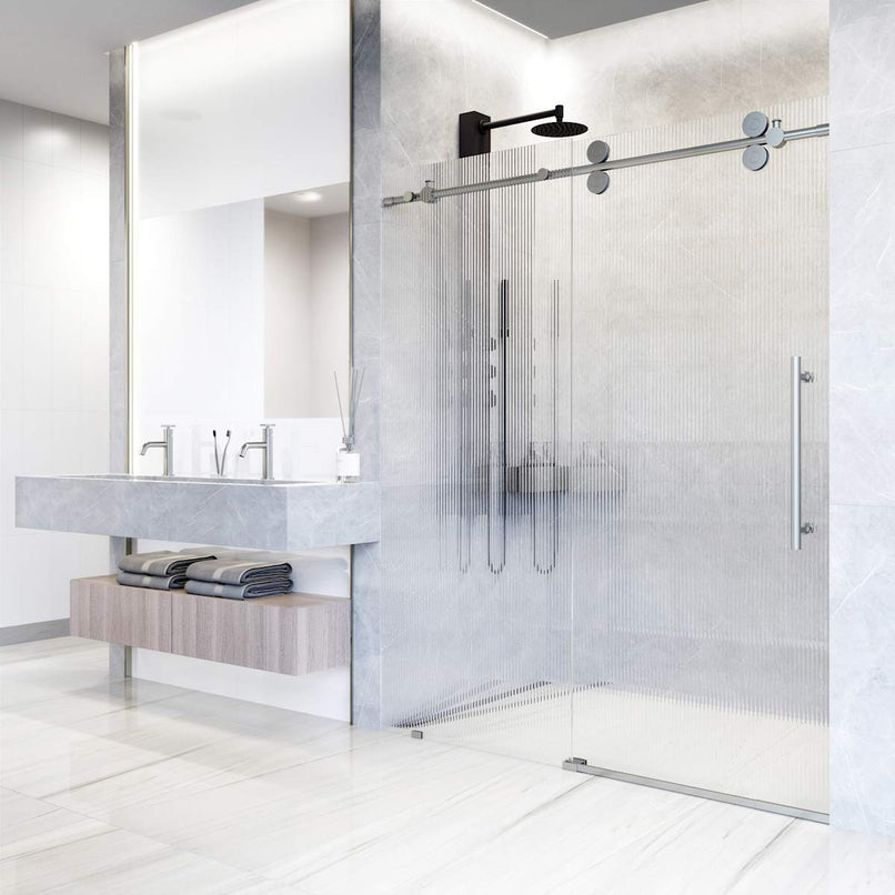 Elan 74" High x 72" Wide Sliding Frameless Shower Door with Patterned Glass - image 16