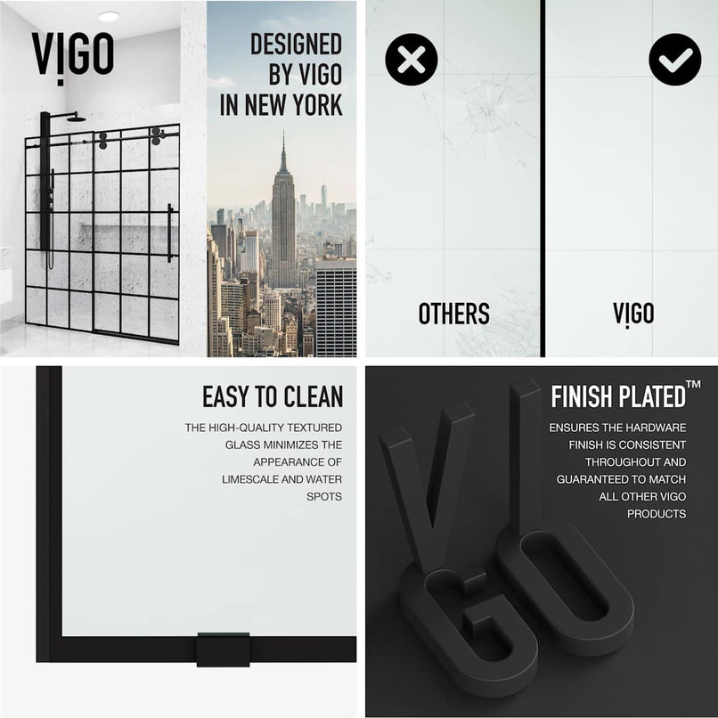 Elan 68" to 72" W x 74" H Sliding Frameless Shower Door with 3/8" Clear Grid Glass - image 5