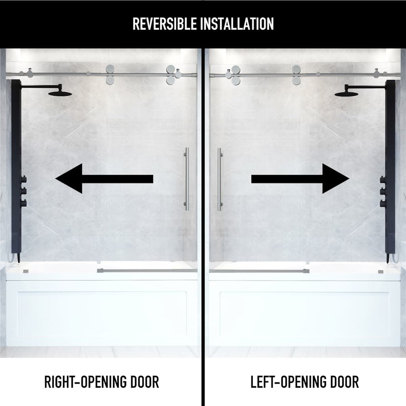 Elan 66" High x 60" Wide Sliding Frameless Tub Door with Clear Glass - image 4