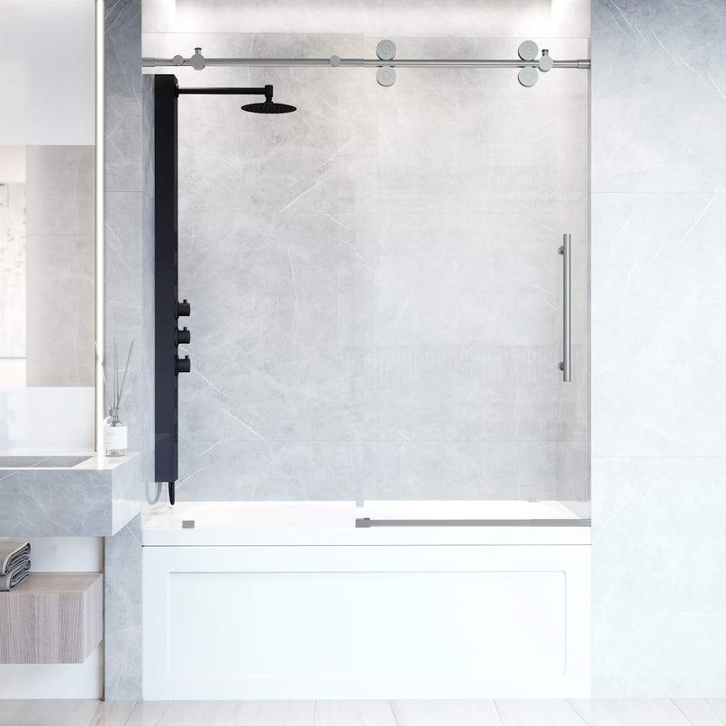 Elan 66" High x 60" Wide Sliding Frameless Tub Door with Clear Glass - image 5