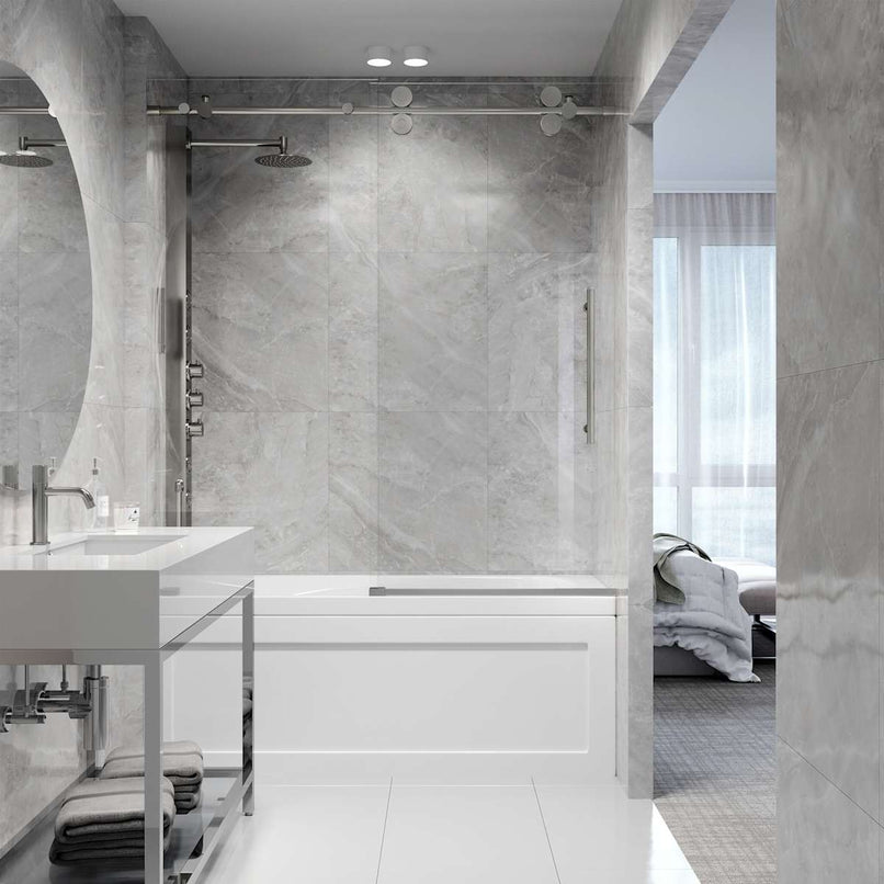 Elan 66" High x 60" Wide Sliding Frameless Tub Door with Clear Glass - image 9