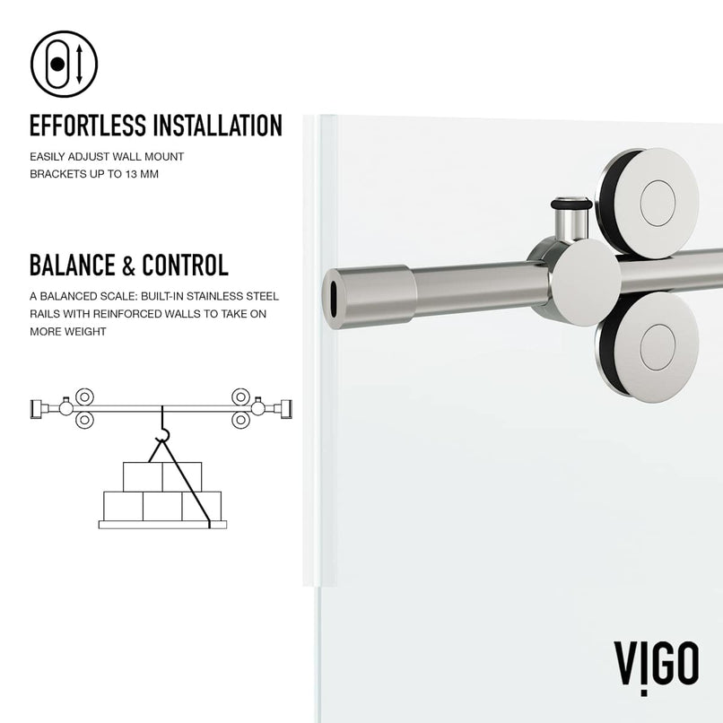 Elan 66" High x 60" Wide Sliding Frameless Tub Door with Clear Glass - image 13