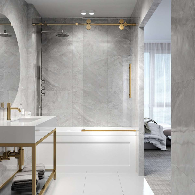 Elan 66" High x 60" Wide Sliding Frameless Tub Door with Clear Glass - image 20