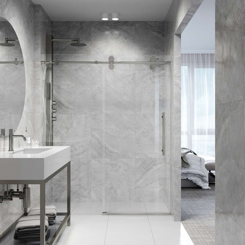 Elan 74" High x 60" Wide Sliding Frameless Shower Door with Clear Glass - image 7