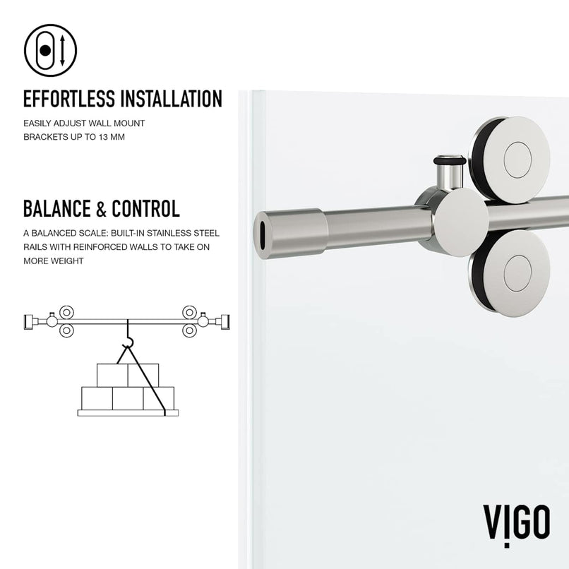 Elan 74" High x 60" Wide Sliding Frameless Shower Door with Clear Glass - image 13