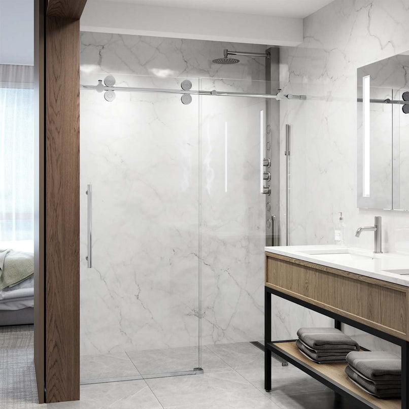 Elan 74" High x 60" Wide Sliding Frameless Shower Door with Clear Glass - image 25