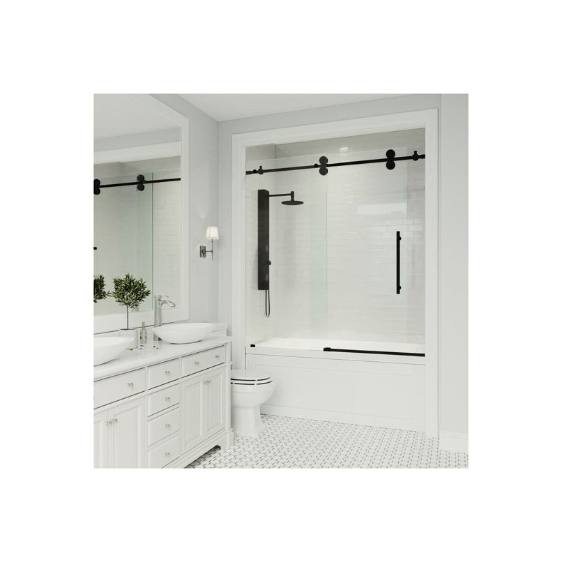 Elan 66" High x 60" Wide Sliding Frameless Tub Door with Clear Glass - image 1