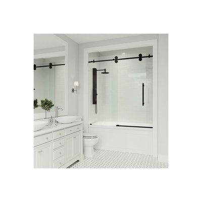 Elan 66" High x 60" Wide Sliding Frameless Tub Door with Clear Glass - image 1