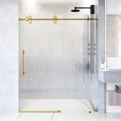 Elan 74" High x 60" Wide Sliding Frameless Shower Door with Patterned Glass - image 1