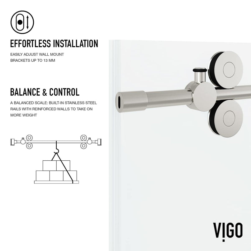 Elan 74" High x 60" Wide Sliding Frameless Shower Door with Frosted Glass - image 10