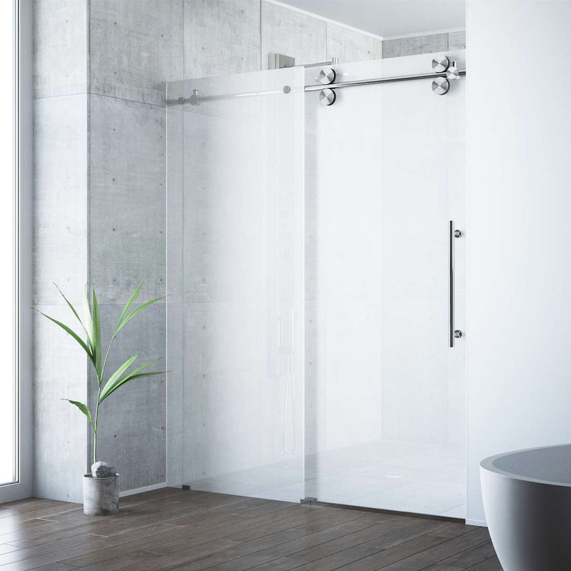 Elan 74" High x 60" Wide Sliding Frameless Shower Door with Frosted Glass - image 2