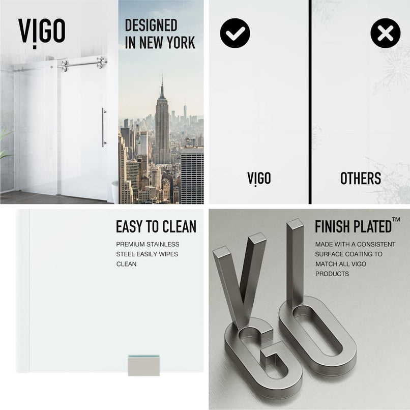 Elan 74" High x 60" Wide Sliding Frameless Shower Door with Frosted Glass - image 5