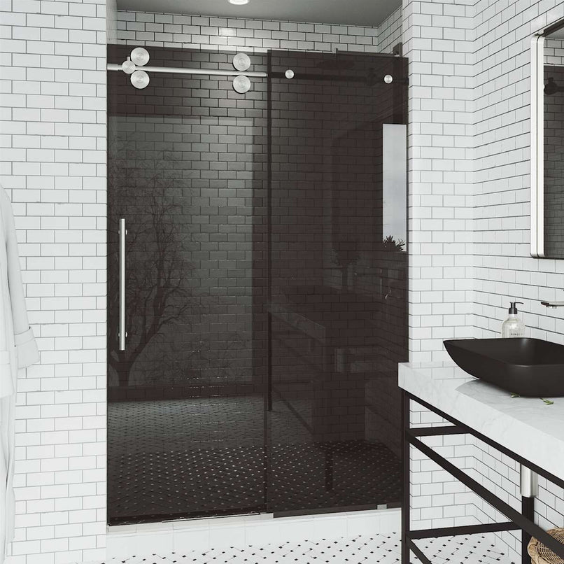 Elan 74" High x 60" Wide Sliding Frameless Shower Door with Tinted Glass - image 1
