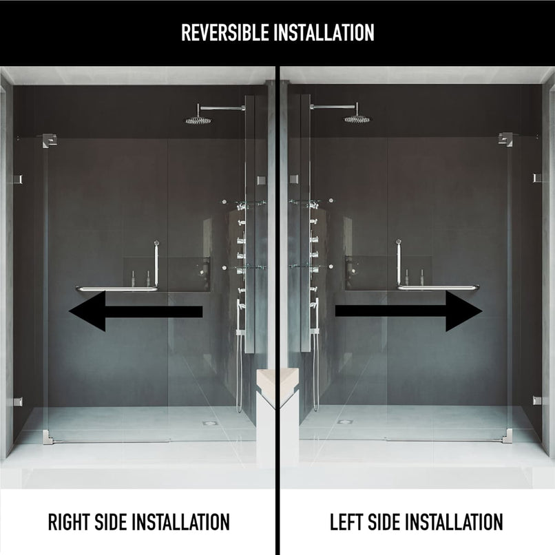 Piroutte 72" High x 54" Wide Pivot Frameless Shower Door with Clear Glass - image 4