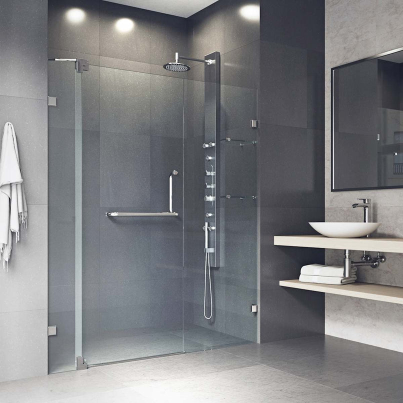 Piroutte 72" High x 66" Wide Pivot Frameless Shower Door with Clear Glass - image 6