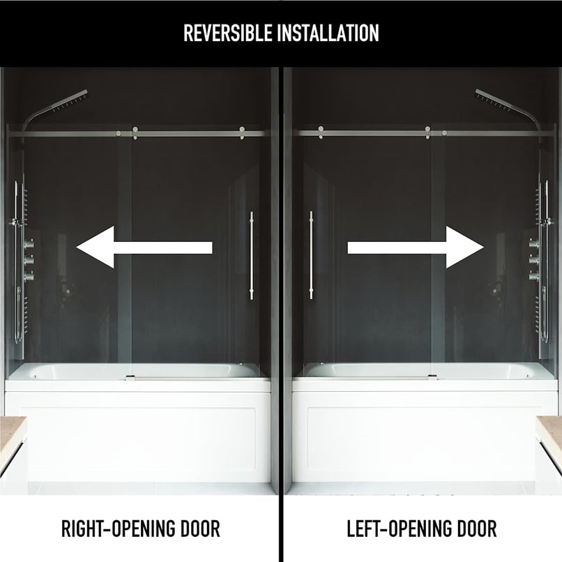 Luca 58" High x 60" Wide Sliding Frameless Tub Door with Clear Glass - image 4