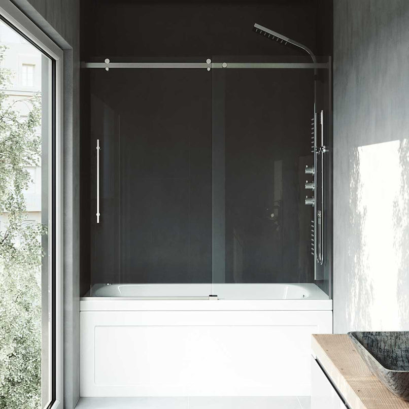 Luca 58" High x 60" Wide Sliding Frameless Tub Door with Clear Glass - image 7