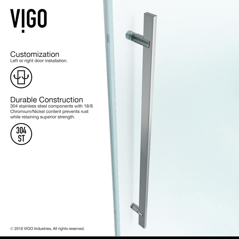 Luca 58" High x 60" Wide Sliding Frameless Tub Door with Clear Glass - image 8