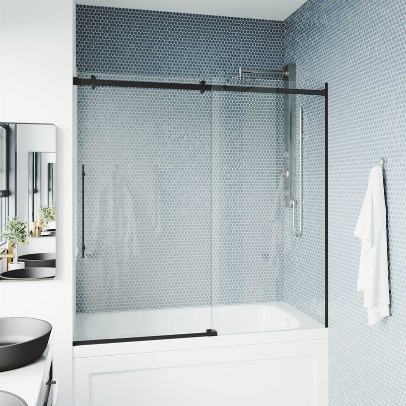 Luca 58" High x 60" Wide Sliding Frameless Tub Door with Clear Glass - image 13