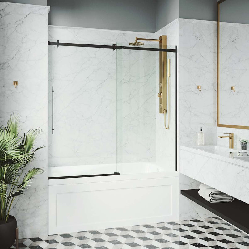 Luca 58" High x 60" Wide Sliding Frameless Tub Door with Clear Glass - image 15