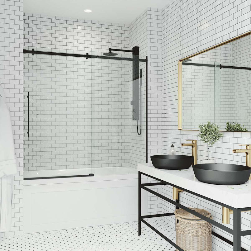 Luca 58" High x 60" Wide Sliding Frameless Tub Door with Clear Glass - image 16