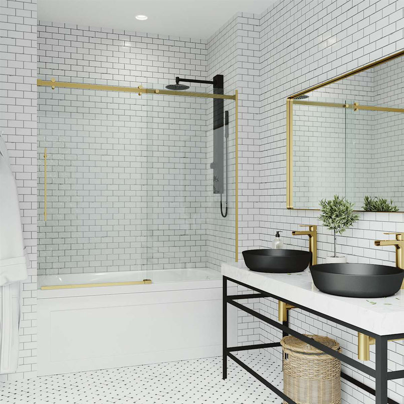 Luca 58" High x 60" Wide Sliding Frameless Tub Door with Clear Glass - image 20