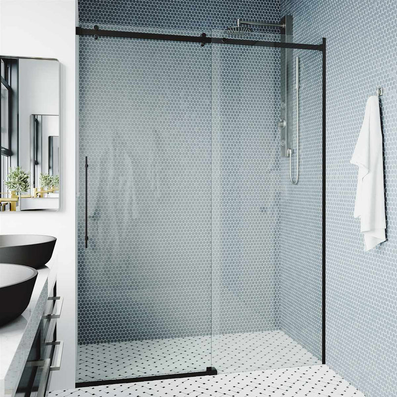 Luca 79" High x 60" Wide Sliding Frameless Shower Door with Clear Glass - image 5