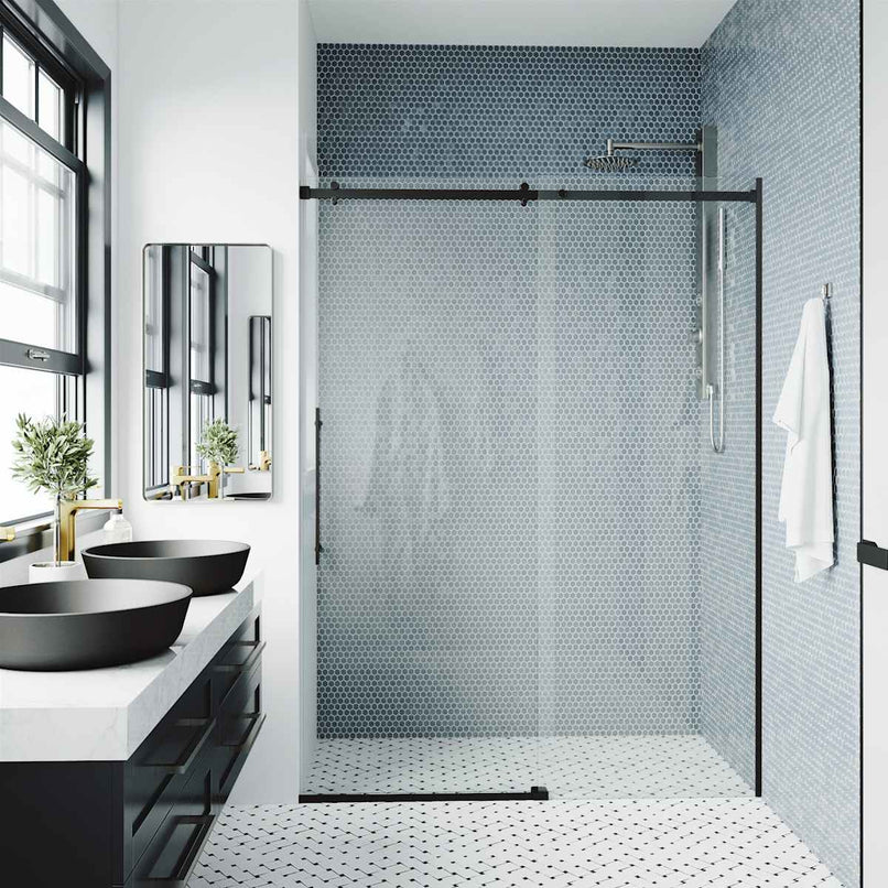 Luca 79" High x 60" Wide Sliding Frameless Shower Door with Clear Glass - image 6