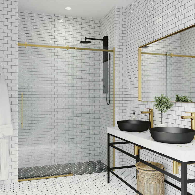 Luca 79" High x 60" Wide Sliding Frameless Shower Door with Clear Glass - image 15