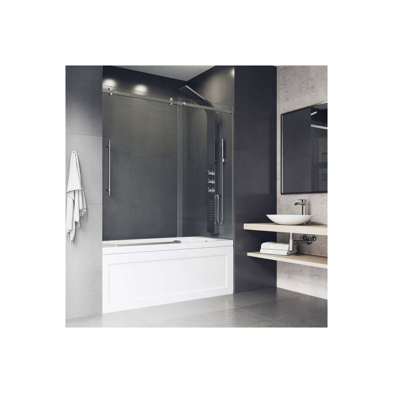 Luca 58" High x 60" Wide Sliding Frameless Tub Door with Clear Glass - image 1