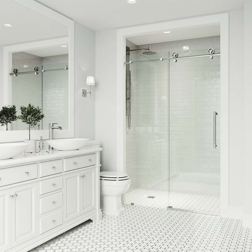 Elan Cass 76" High x 52" Wide Sliding Frameless Shower Door with Clear Glass - image 17