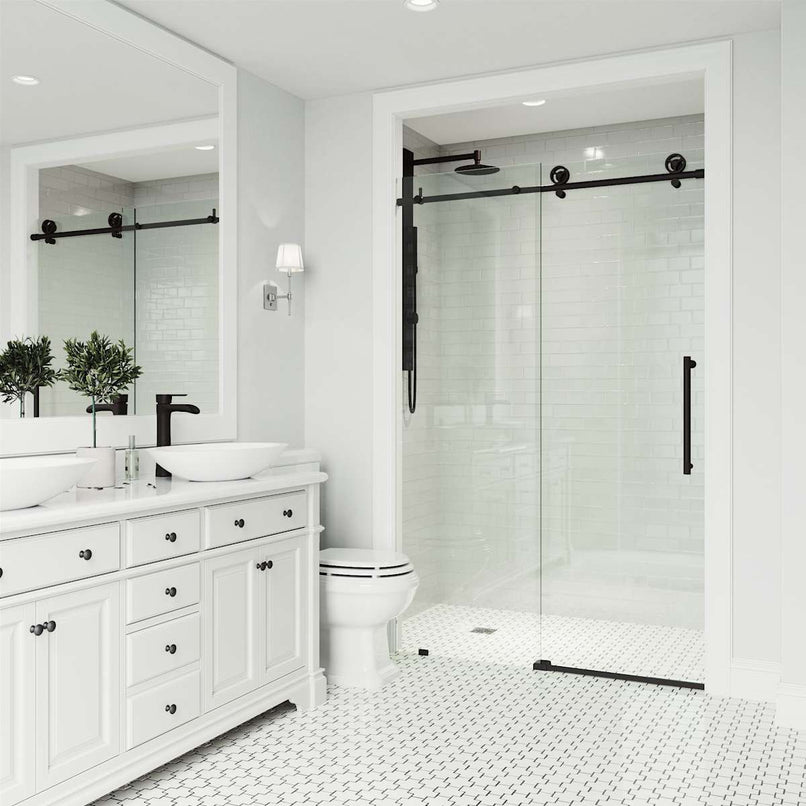 Elan Cass 76" High x 56" Wide Sliding Frameless Shower Door with Clear Glass - image 17