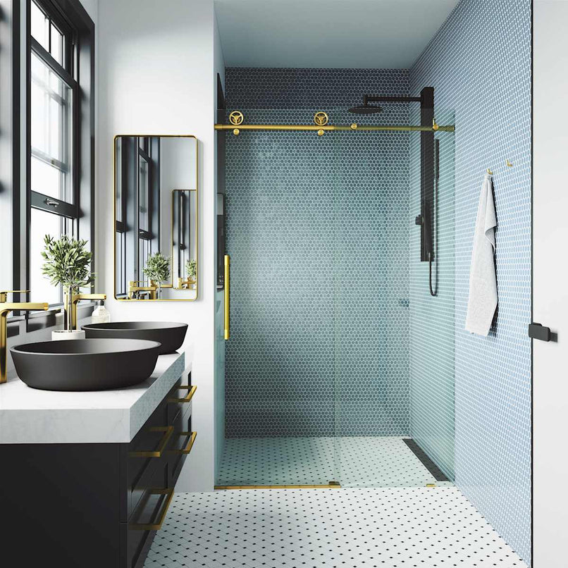 Elan Cass 76" High x 56" Wide Sliding Frameless Shower Door with Clear Glass - image 25