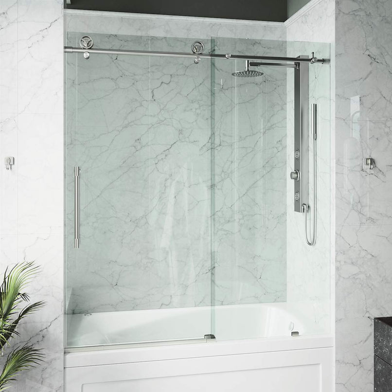 Elan Cass 66" High x 60" Wide Sliding Frameless Tub Door with Clear Glass - image 4