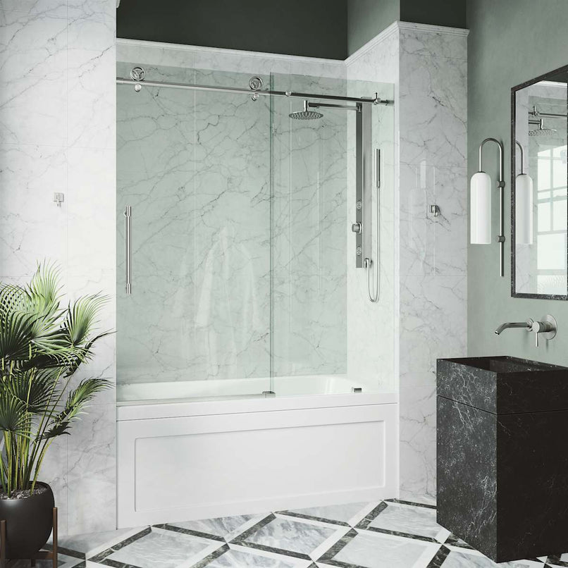 Elan Cass 66" High x 60" Wide Sliding Frameless Tub Door with Clear Glass - image 5
