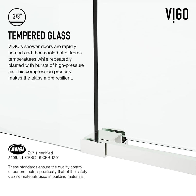 Elan Cass 66" High x 60" Wide Sliding Frameless Tub Door with Clear Glass - image 9