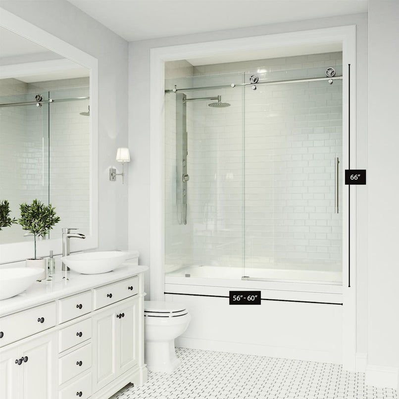 Elan Cass 66" High x 60" Wide Sliding Frameless Tub Door with Clear Glass - image 13