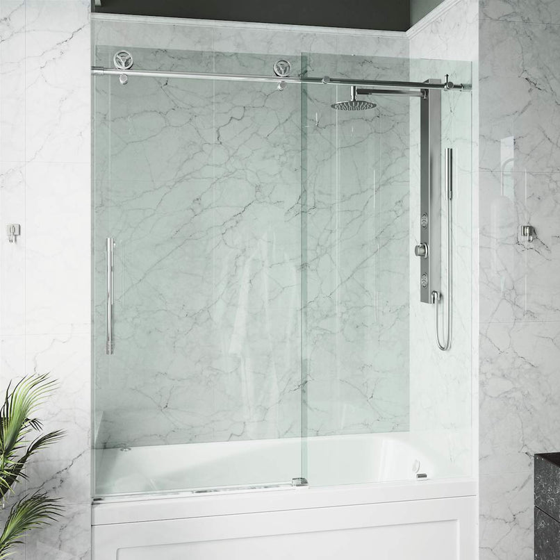 Elan Cass 66" High x 60" Wide Sliding Frameless Tub Door with Clear Glass - image 16
