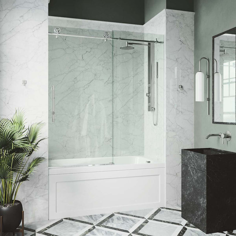 Elan Cass 66" High x 60" Wide Sliding Frameless Tub Door with Clear Glass - image 17