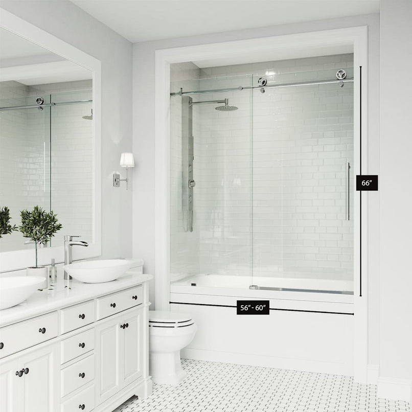 Elan Cass 66" High x 60" Wide Sliding Frameless Tub Door with Clear Glass - image 18