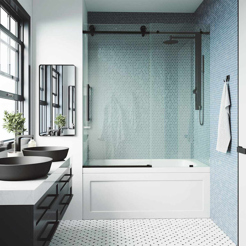 Elan Cass 66" High x 60" Wide Sliding Frameless Tub Door with Clear Glass - image 20