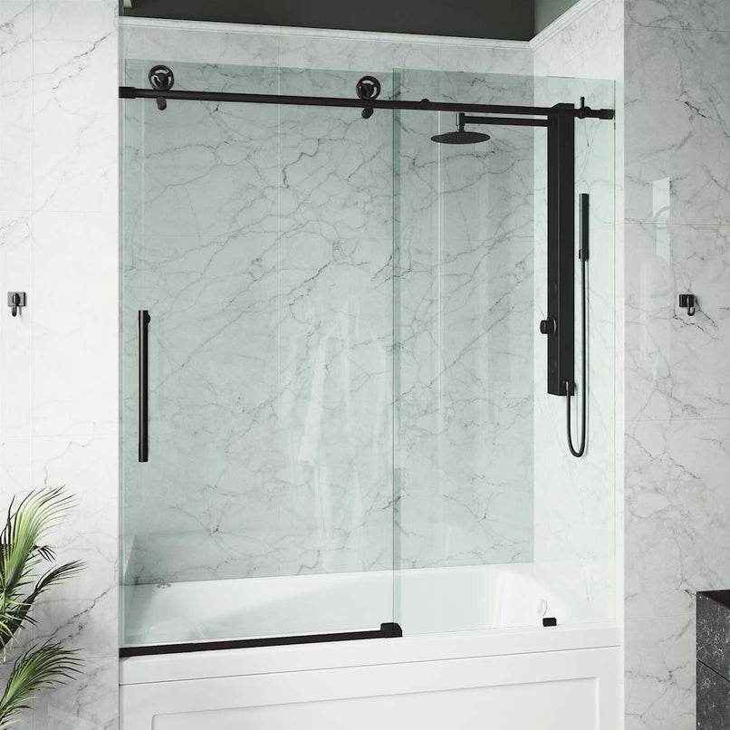 Elan Cass 66" High x 60" Wide Sliding Frameless Tub Door with Clear Glass - image 21