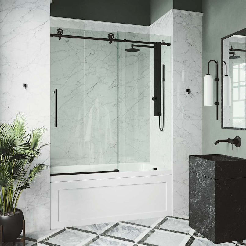 Elan Cass 66" High x 60" Wide Sliding Frameless Tub Door with Clear Glass - image 22